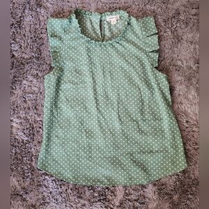 Monteau Mint Green Polka Dot Ruffle Sleeve Blouse